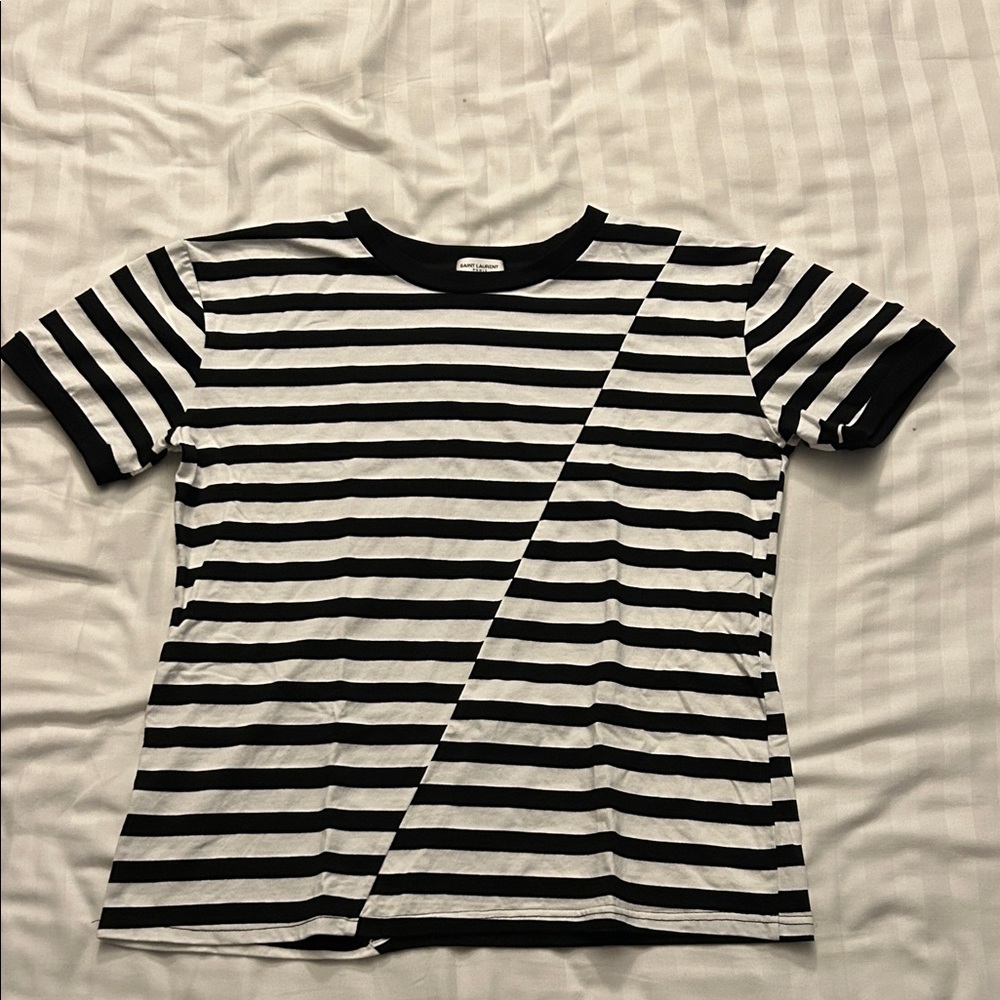 Saint Laurent Paris Hedi Slimane Striped Asymmetric T-Shirt